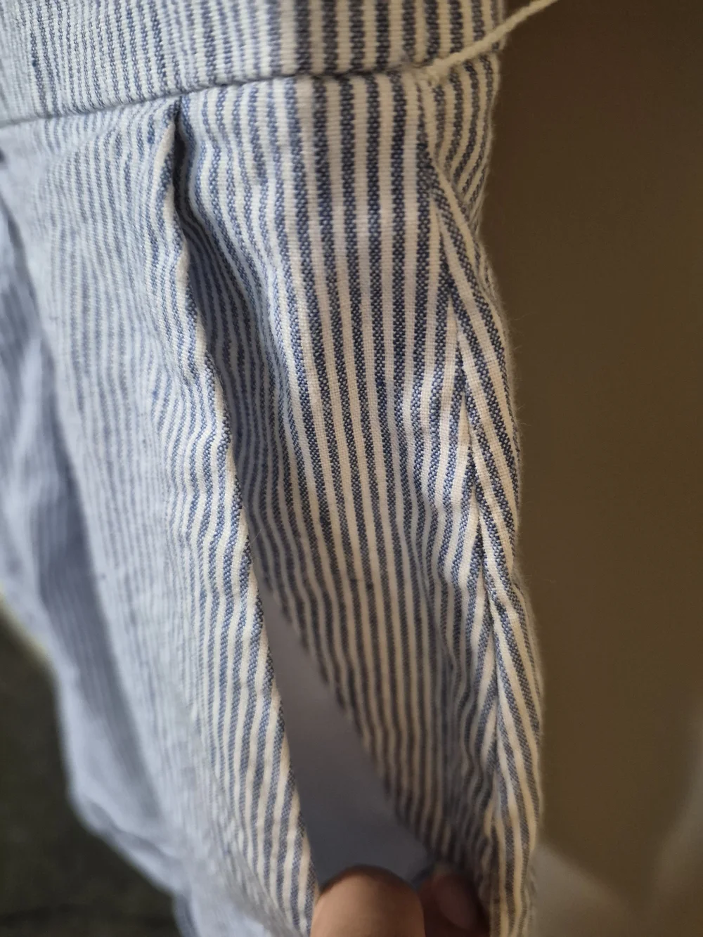Banana Republic Light Blue Striped Wrap Linen Blend Romper - 8